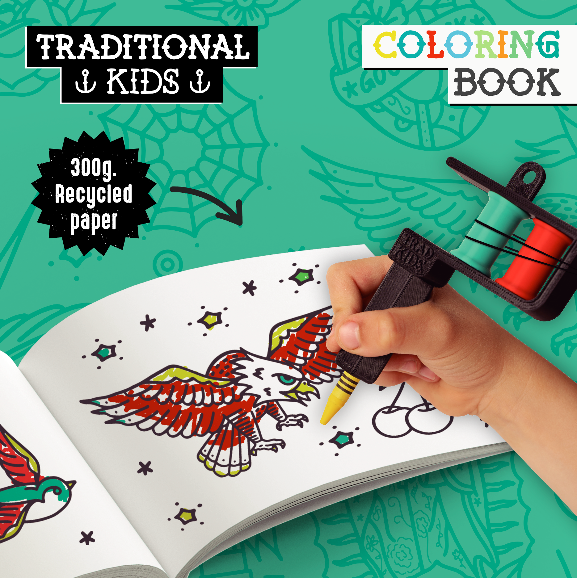 Coloring book & máquina de tattoo para colorear